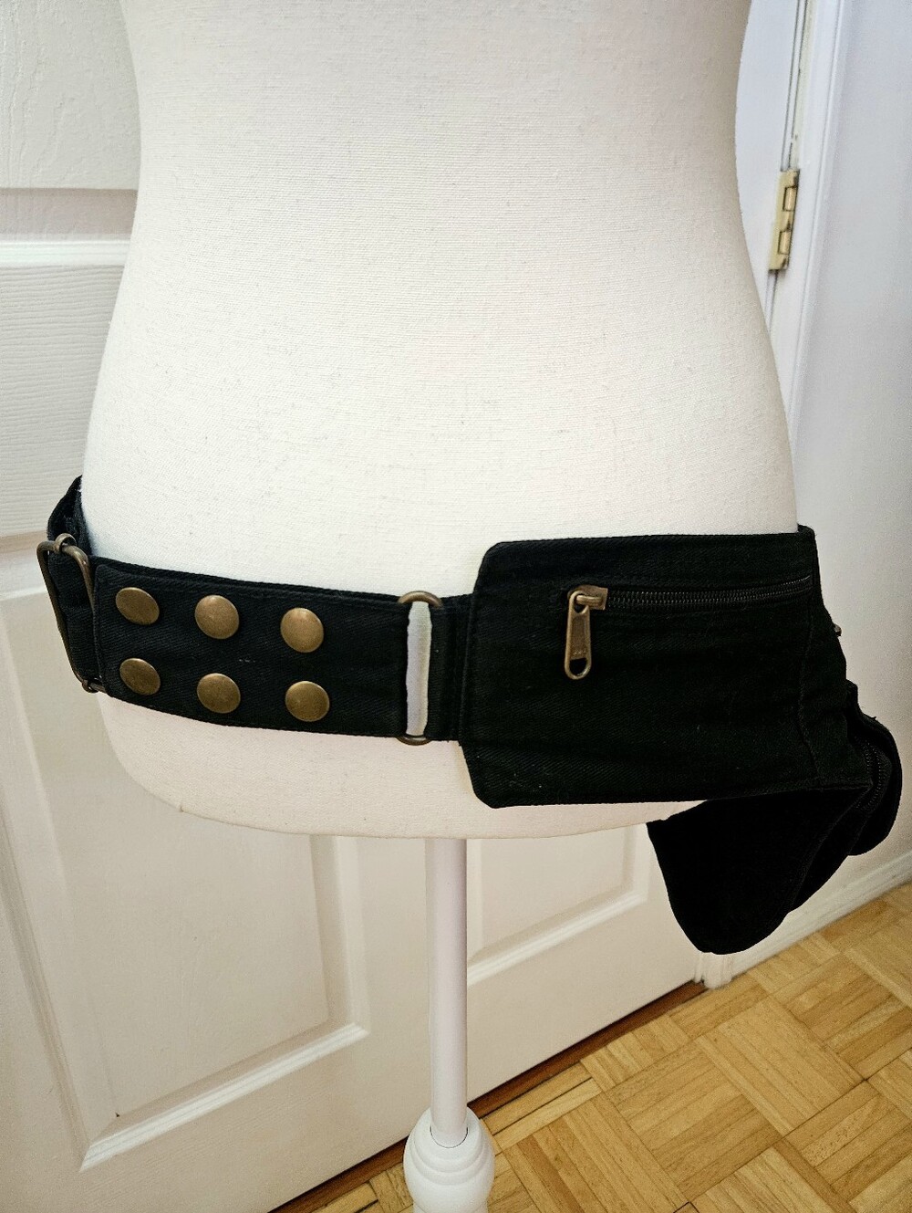 Perfect Artist Made UK Black Gold Paisley Canvas Boho Trance Festival Bag Belt - Picture 10 of 14